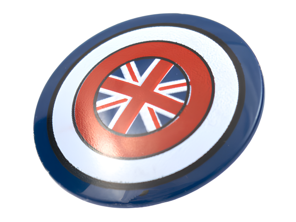 Щит Lego Minifigure, Shield Circular Convex Face with Red and White Rings and British Union Jack Flag Pattern 75902pb22